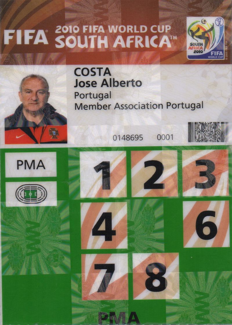 FIFA 2010 World Cup South Africa accreditation card for Costa, Jose Alberto, Portugal