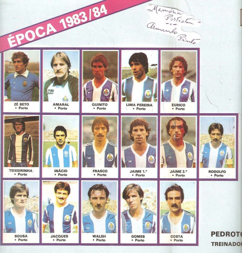 Sticker album page headed “Época 1983/84” with FC Porto player stickers, Costa among them